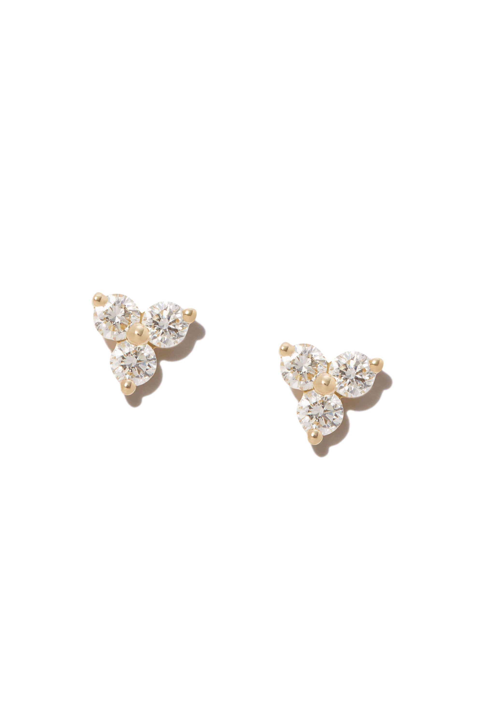 Petite Trois Diamond Stud Earrings 14k